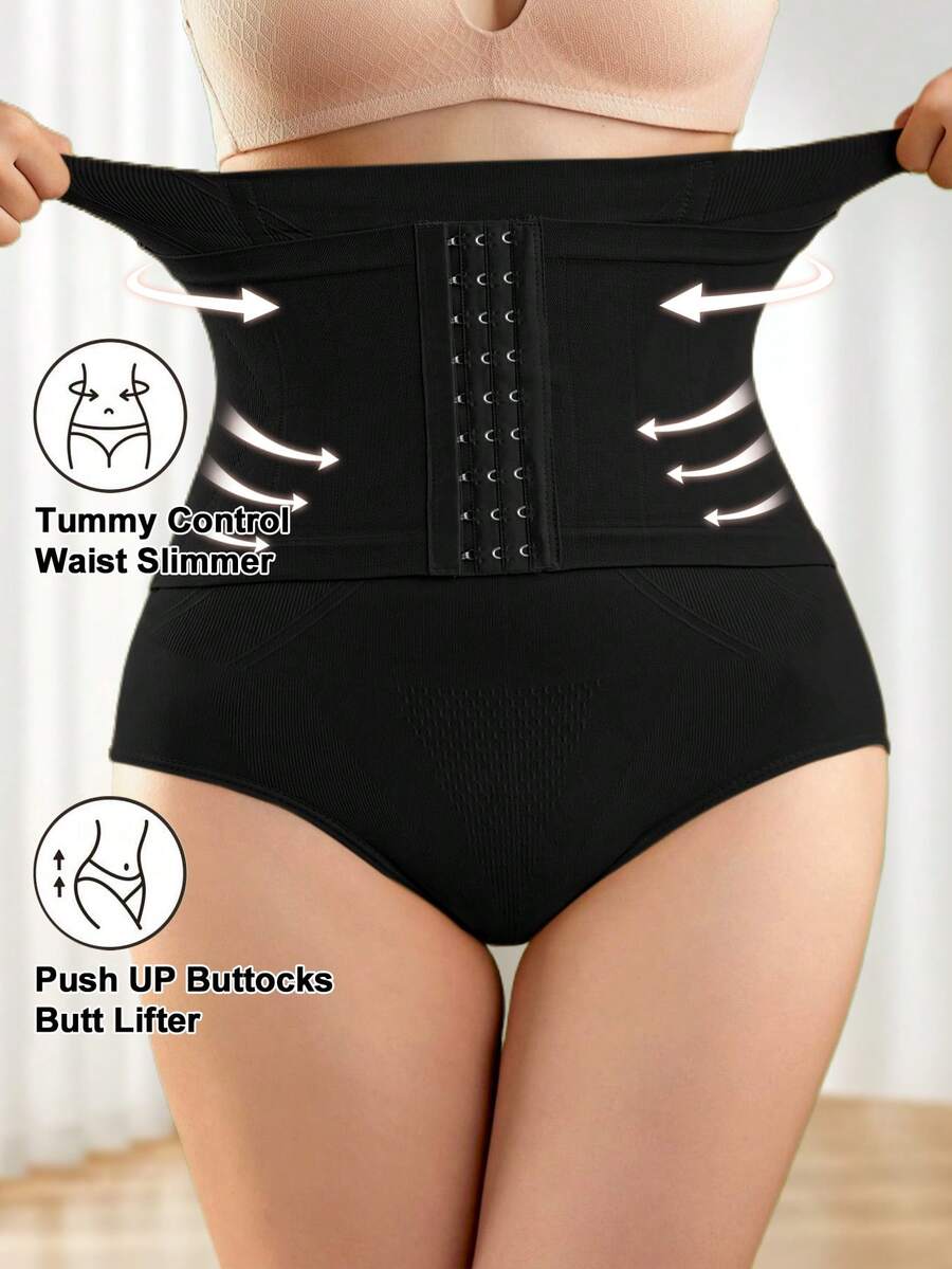 Apricot seamless high waist shaping panties featuring strong tummy control and waist cinching fit for women.