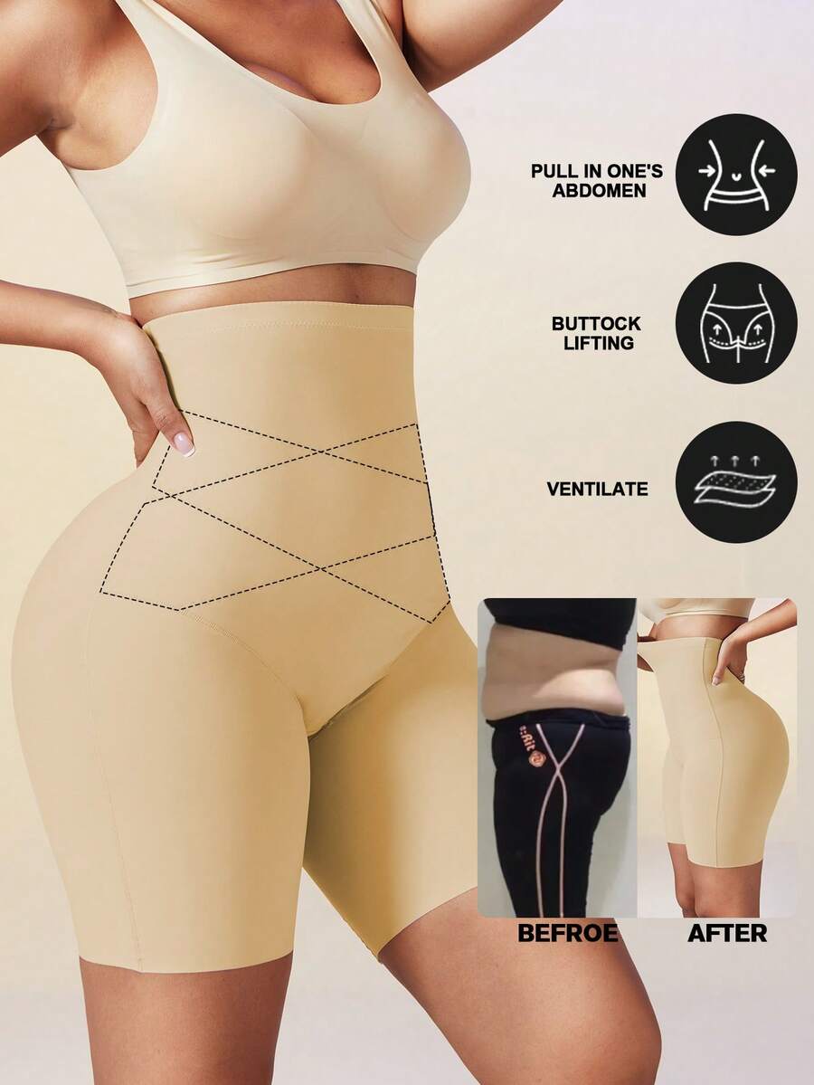 Women's high waist seamless shapewear shorts featuring strong tummy control and high stretch compression.