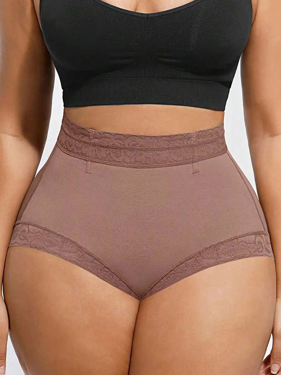 Dusty purple high waist tummy control shapewear briefs for women with body shaping support.
