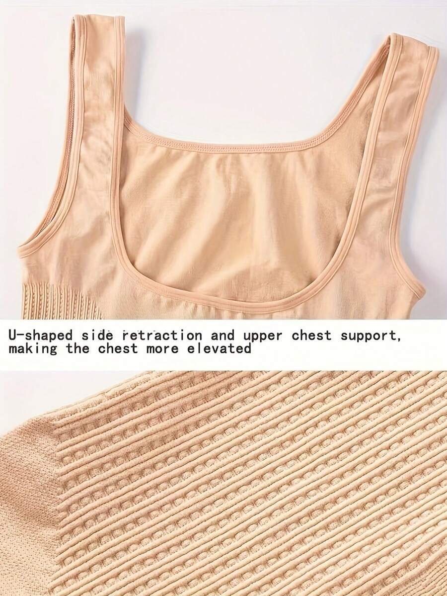 Women's shapewear compression tank top vest featuring wireless bust support and body shaping fit