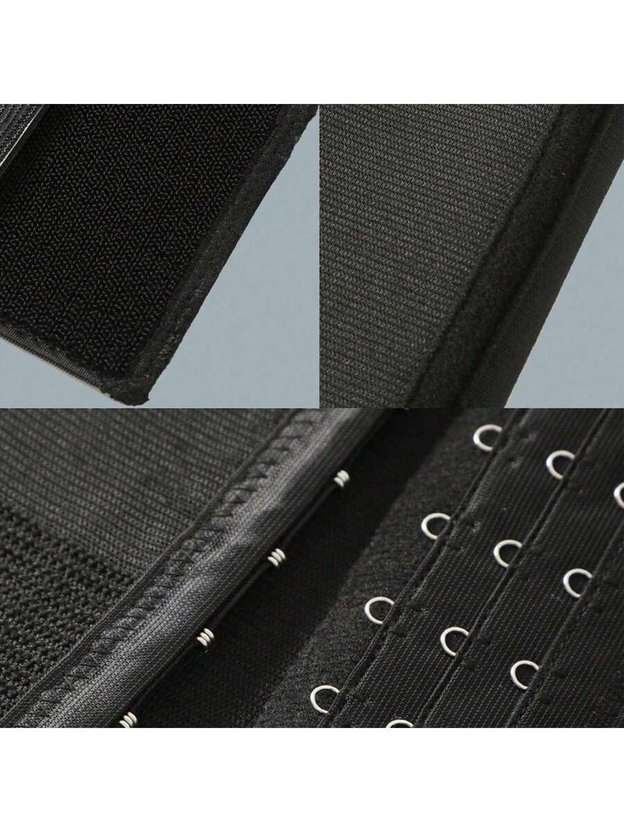 Women's black breathable sports waist trainer with hook and loop fastener for tummy and waist support