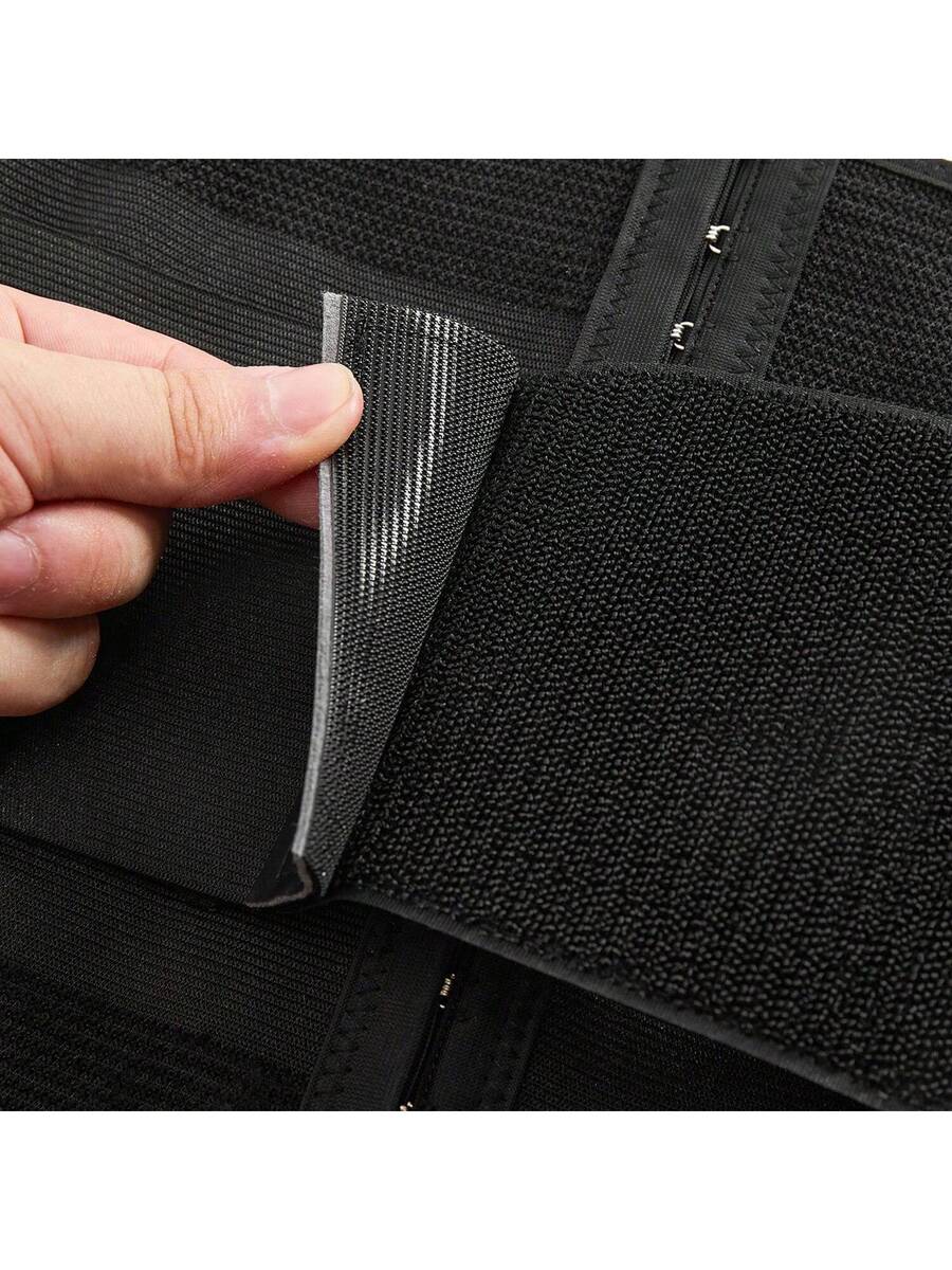 Women's black breathable sports waist trainer with hook and loop fastener for tummy and waist support