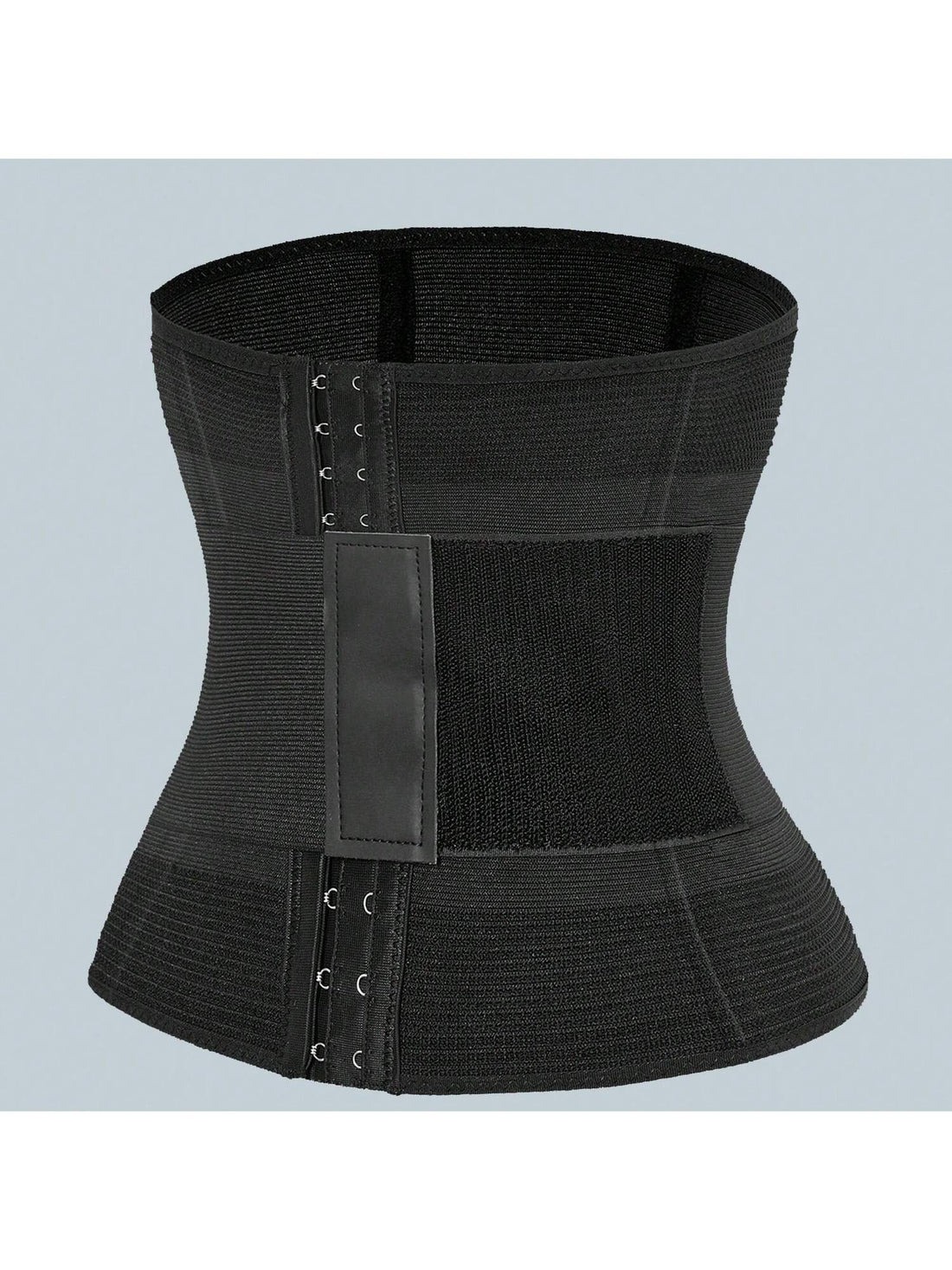 Women's black breathable sports waist trainer with hook and loop fastener for tummy and waist support