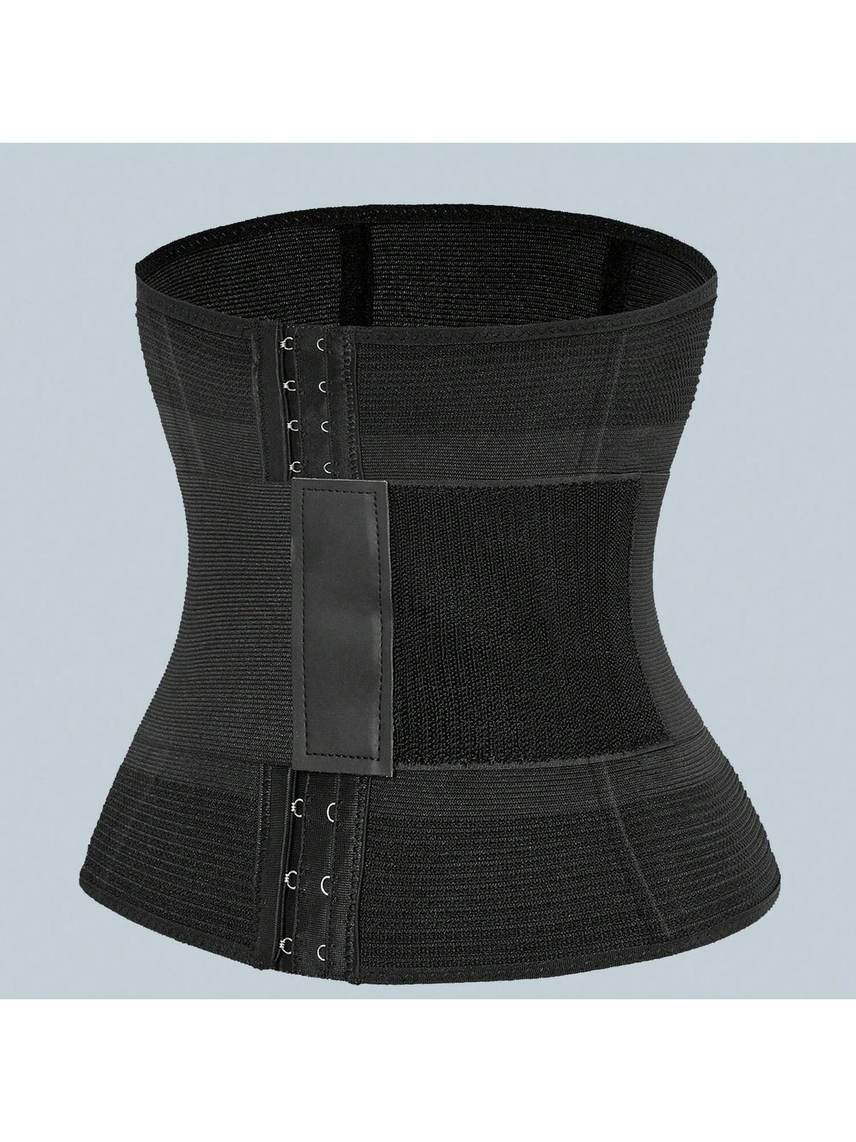 Women's black breathable sports waist trainer with hook and loop fastener for tummy and waist support