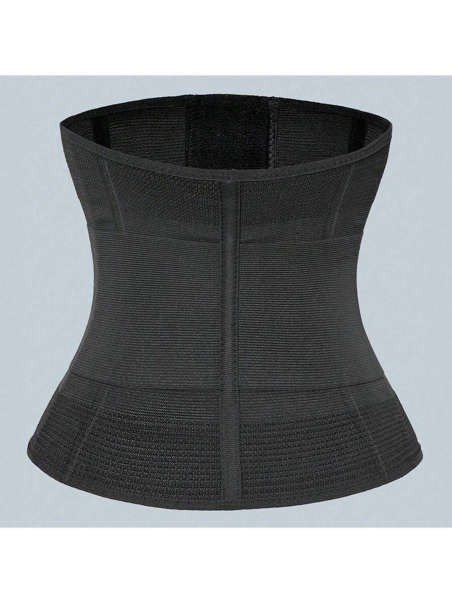 Women's black breathable sports waist trainer with hook and loop fastener for tummy and waist support