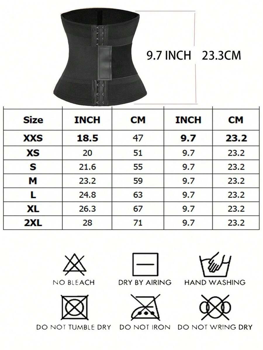 Women's black breathable sports waist trainer with hook and loop fastener for tummy and waist support