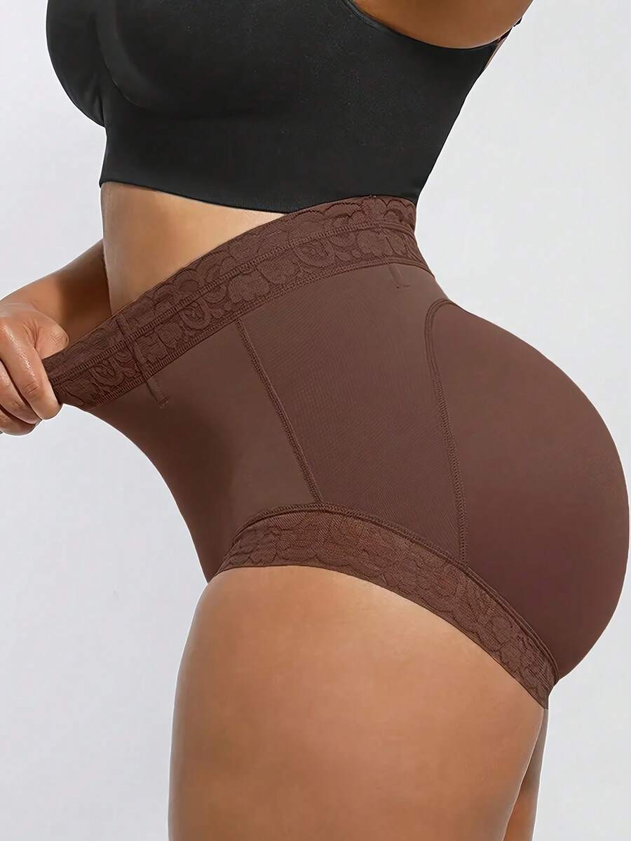 Dusty purple high waist tummy control shapewear briefs for women with body shaping support.