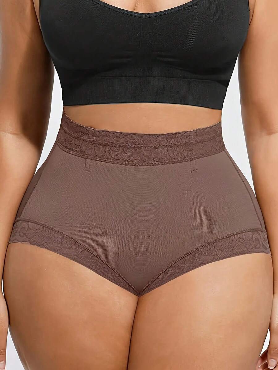 Dusty purple high waist tummy control shapewear briefs for women with body shaping support.