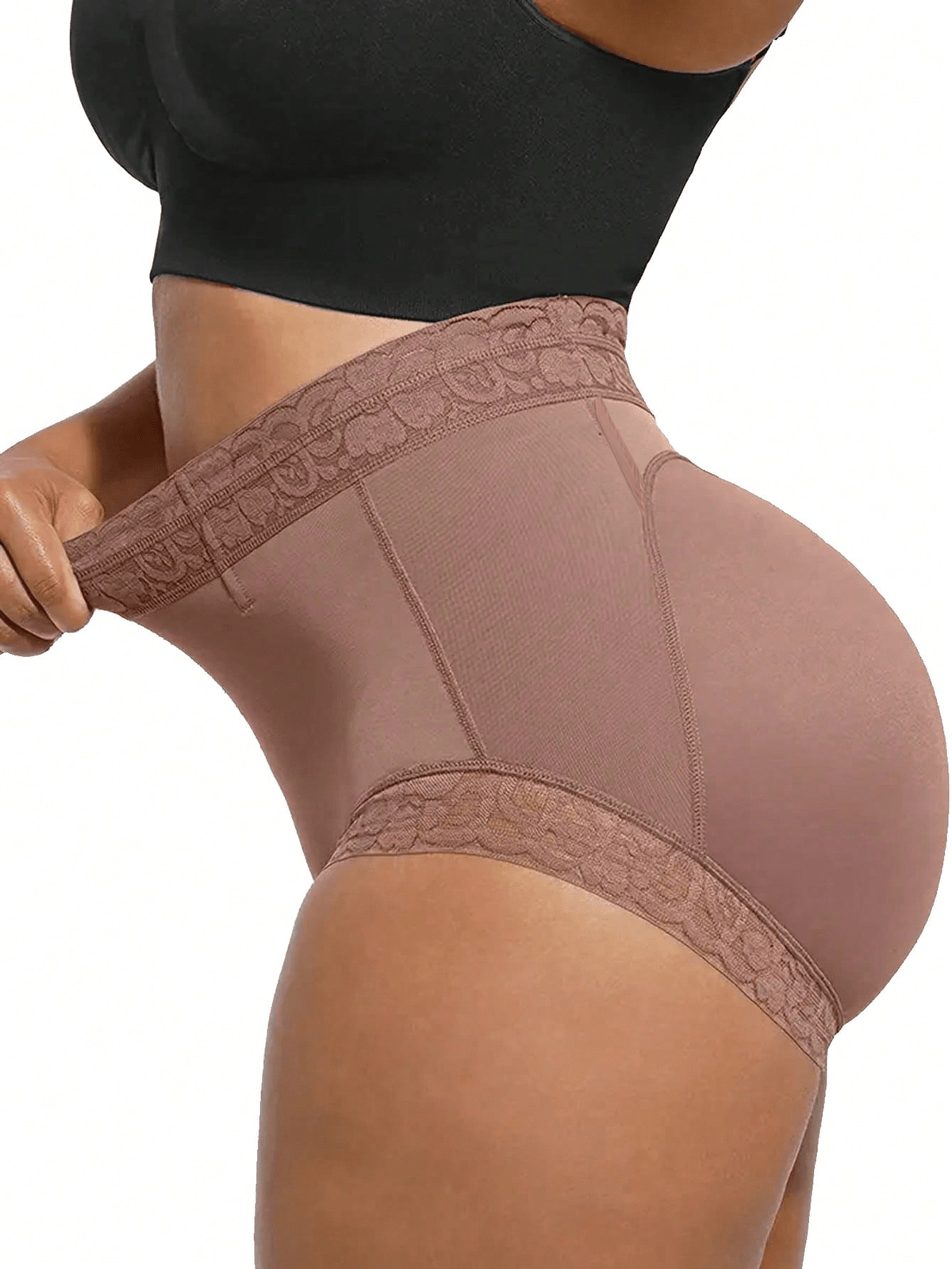 Dusty purple high waist tummy control shapewear briefs for women with body shaping support.