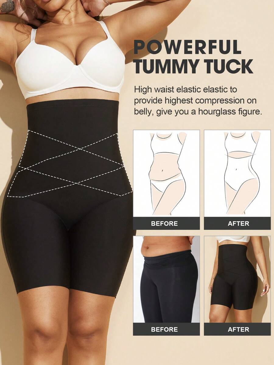 Women's high waist seamless shapewear shorts featuring strong tummy control and high stretch compression.