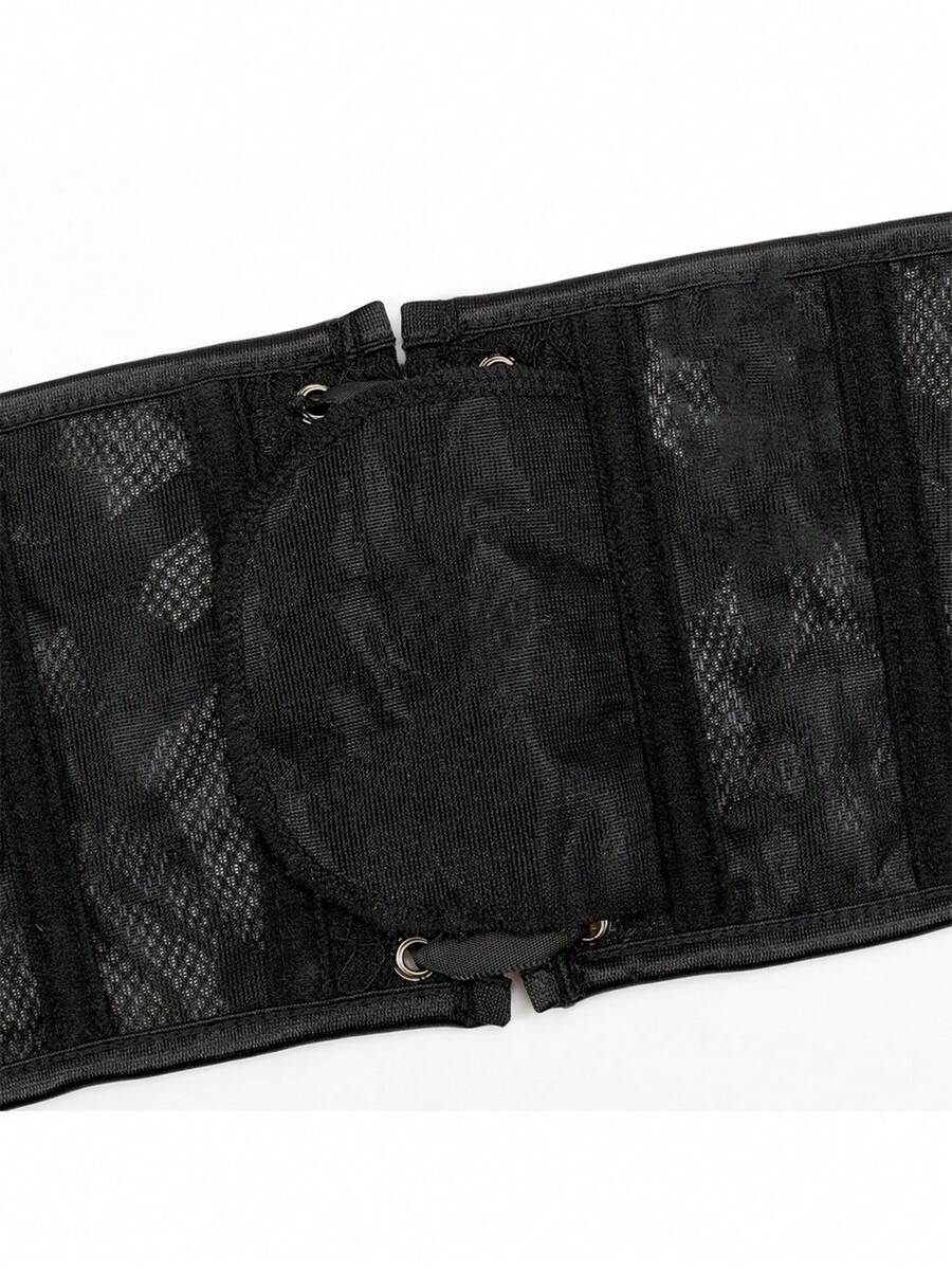 Women’s vintage waist cincher corset belt with lace-up and grommet eyelet details, bow buckle, slight stretch fabric, designed for tummy control and slimming.