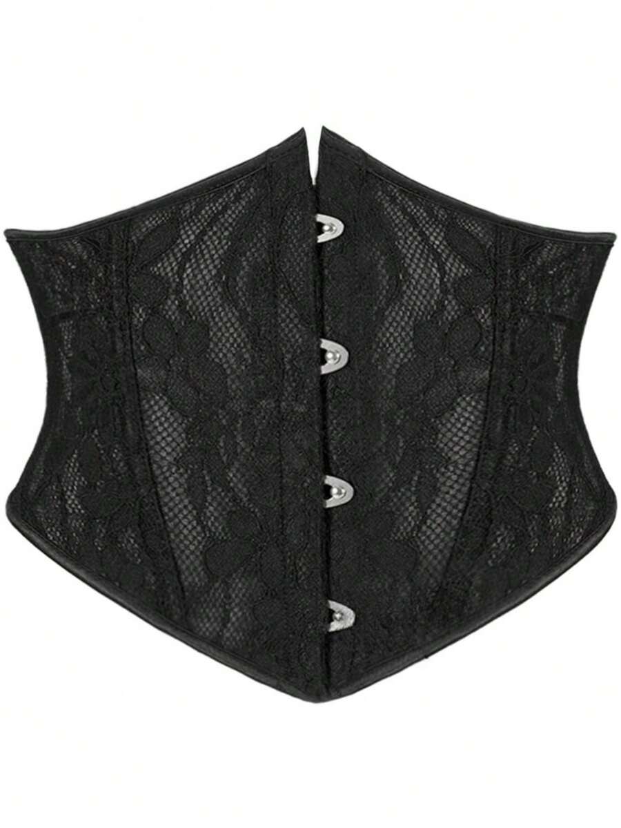 Women’s vintage waist cincher corset belt with lace-up and grommet eyelet details, bow buckle, slight stretch fabric, designed for tummy control and slimming.