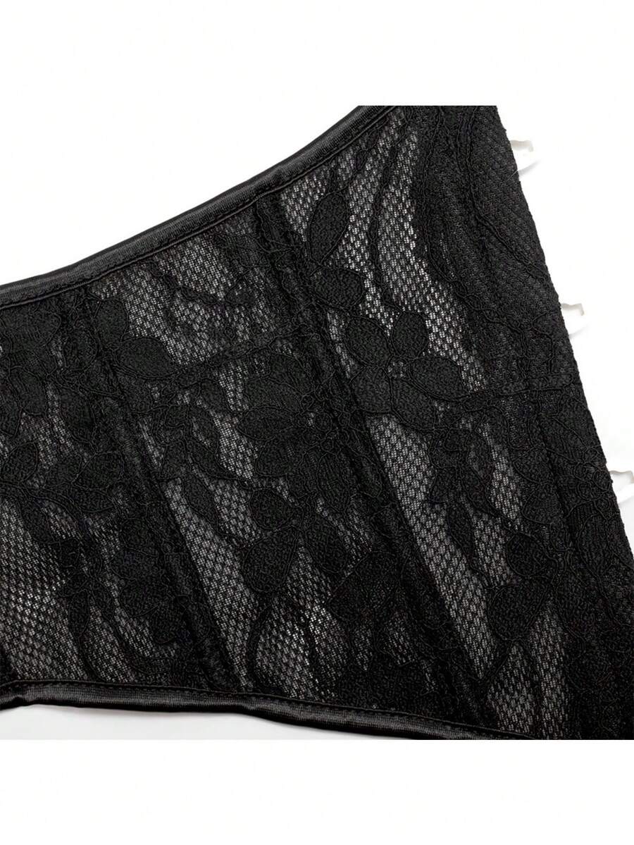 Women’s vintage waist cincher corset belt with lace-up and grommet eyelet details, bow buckle, slight stretch fabric, designed for tummy control and slimming.