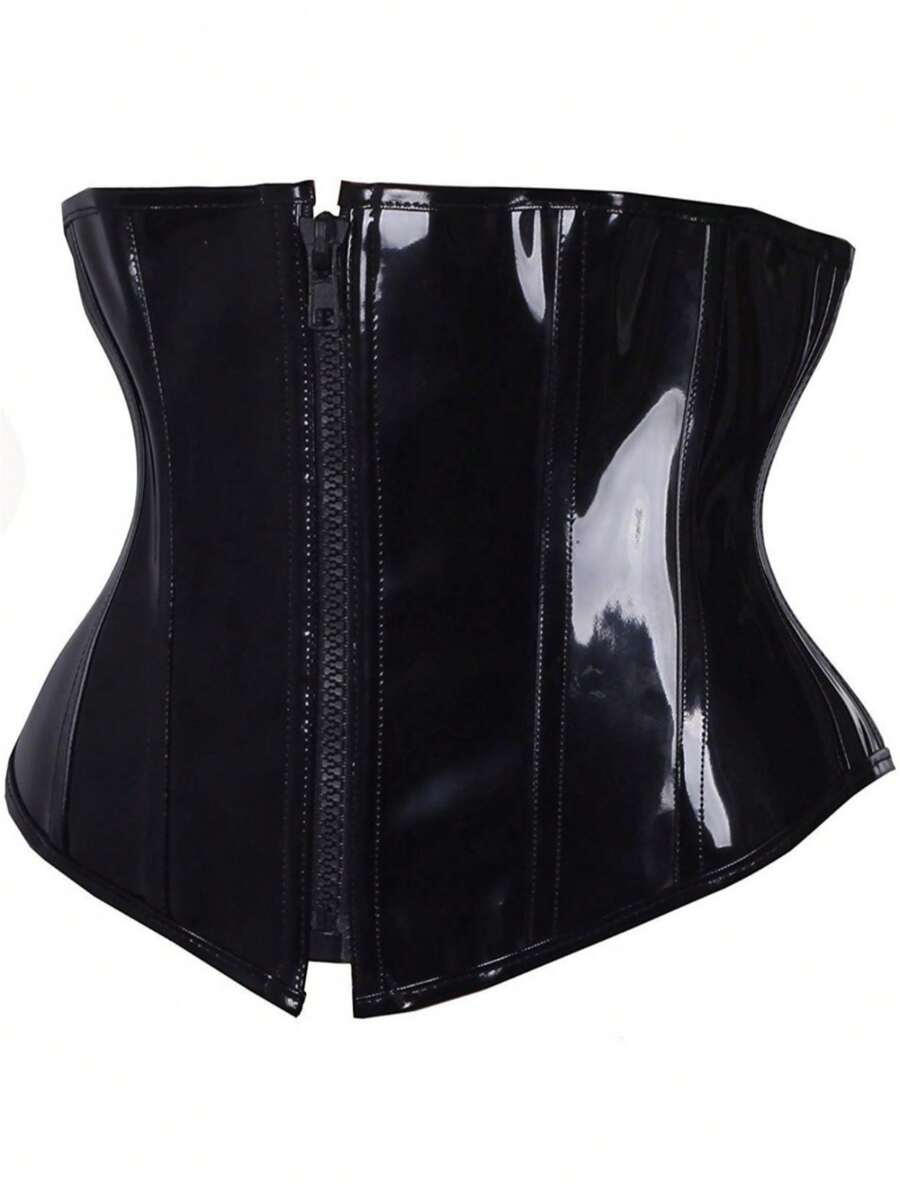 Black vintage lace-up waist cincher corset belt for women with grommet eyelet details