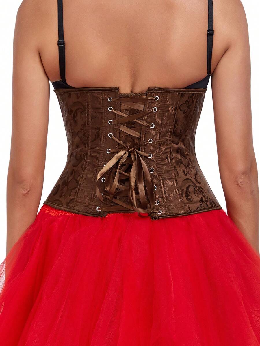 Women’s lace-up waist cincher shapewear with strong compression and non-stretch fabric, designed for waist support and shaping.