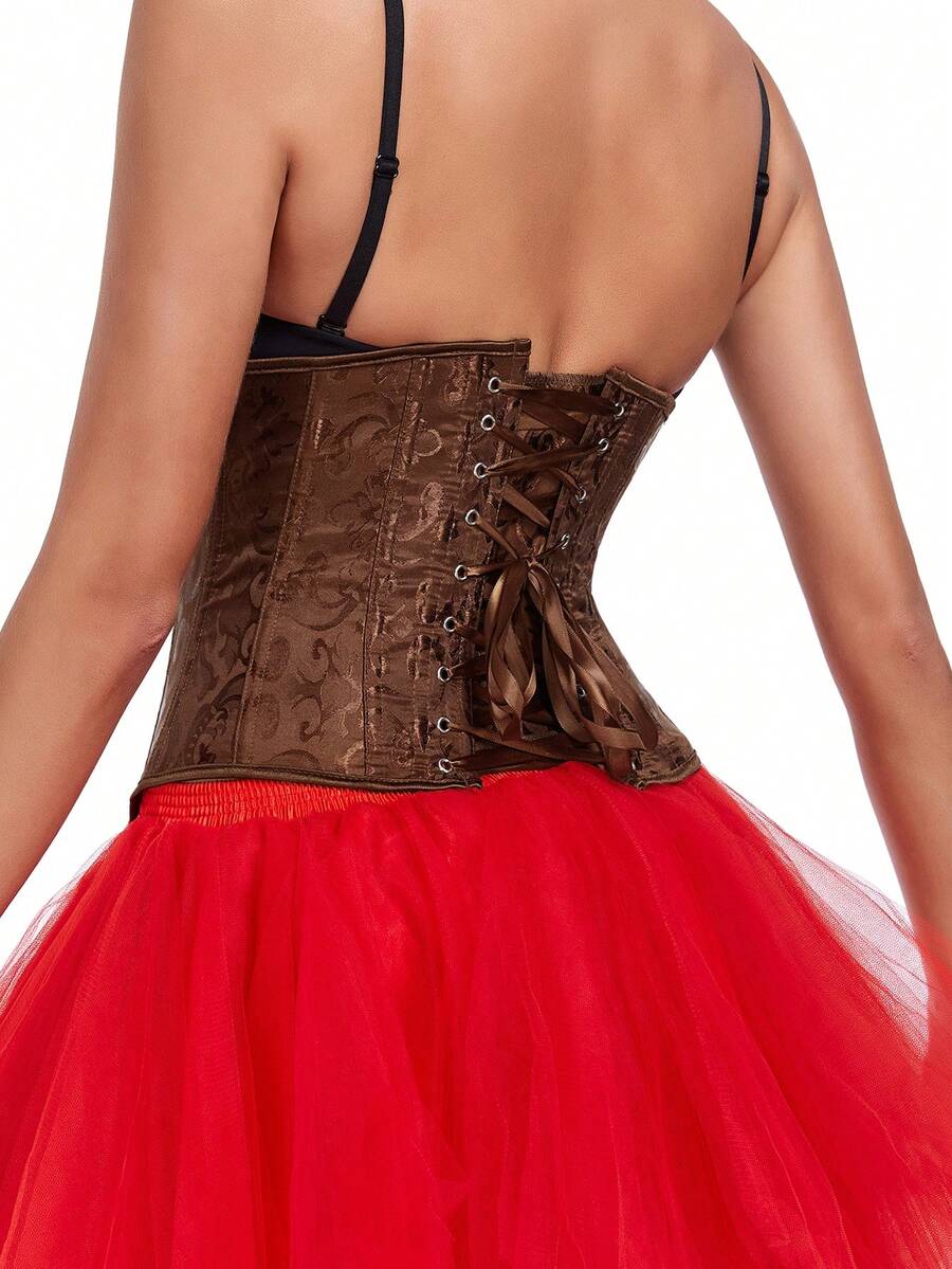 Women’s lace-up waist cincher shapewear with strong compression and non-stretch fabric, designed for waist support and shaping.