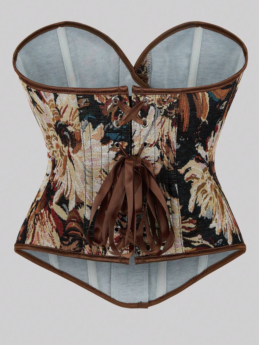 Women’s strapless lace-up crop top with a sweetheart neckline, backless design, and slim fit for elegant night-out or party styling.