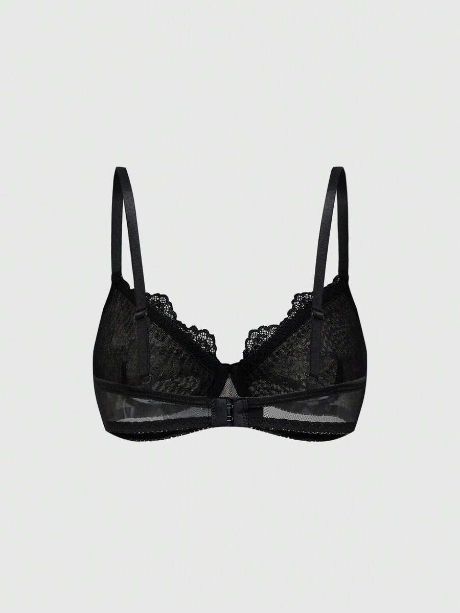 Women's leopard print mesh underwire bralette featuring contrast lace trim, bead decoration, adjustable shoulder straps, and unlined push-up design.