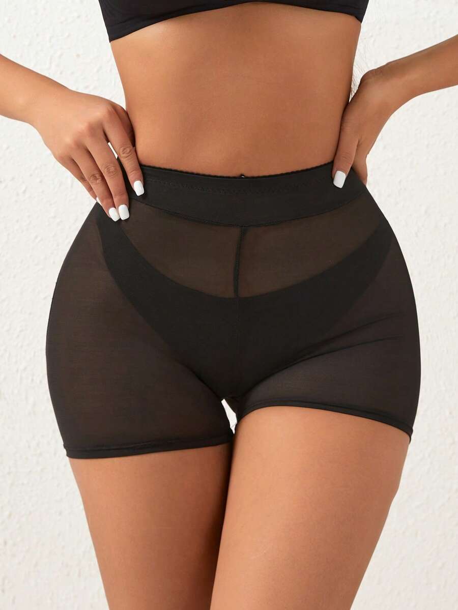 Apricot high-waist seamless butt lifting shapewear shorts with removable foam padding for women.