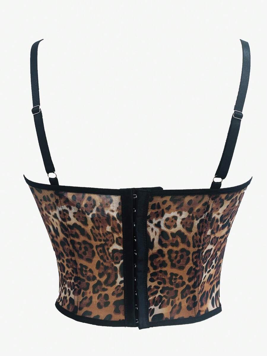 Black lace bustier corset top for women with asymmetrical contrast lace, lace-up detail, sleeveless crop cut, and light support.