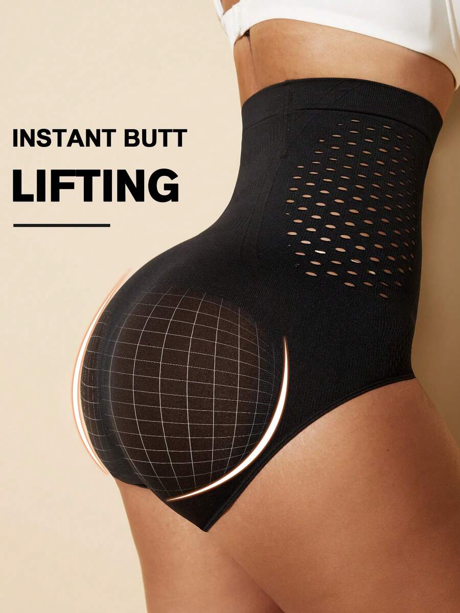 Black women's high waist seamless shaping jumpsuit featuring tummy control and short body shaper design.