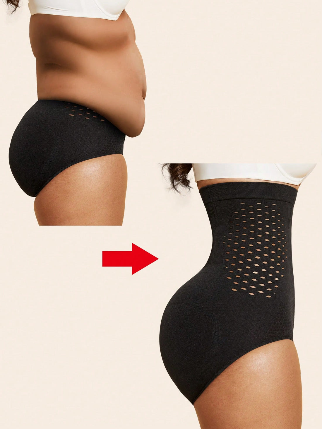 Black women's high waist seamless shaping jumpsuit featuring tummy control and short body shaper design.