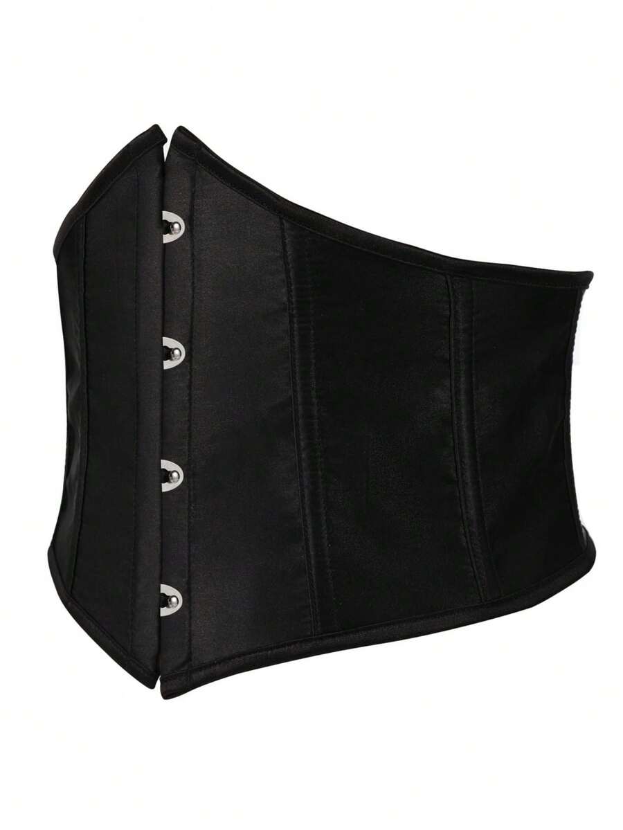 Women’s vintage waist cincher corset belt with lace-up and grommet eyelet details, bow buckle, slight stretch fabric, designed for tummy control and slimming.