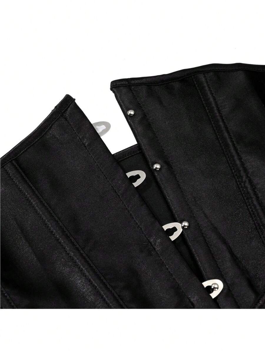 Women’s vintage waist cincher corset belt with lace-up and grommet eyelet details, bow buckle, slight stretch fabric, designed for tummy control and slimming.