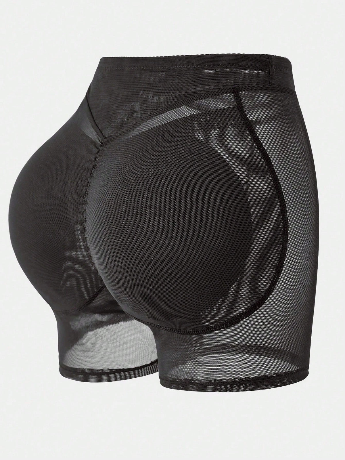 Apricot high-waist seamless butt lifting shapewear shorts with removable foam padding for women.