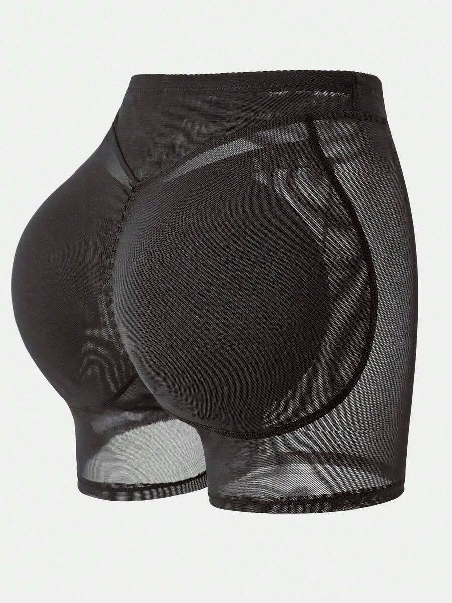Apricot high-waist seamless butt lifting shapewear shorts with removable foam padding for women.