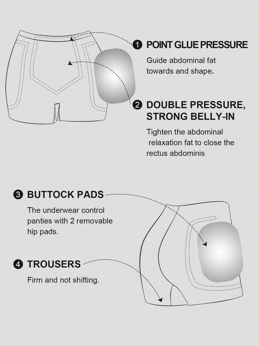 Women's black seamless waist trainer shorts featuring tummy control and butt lifting pads