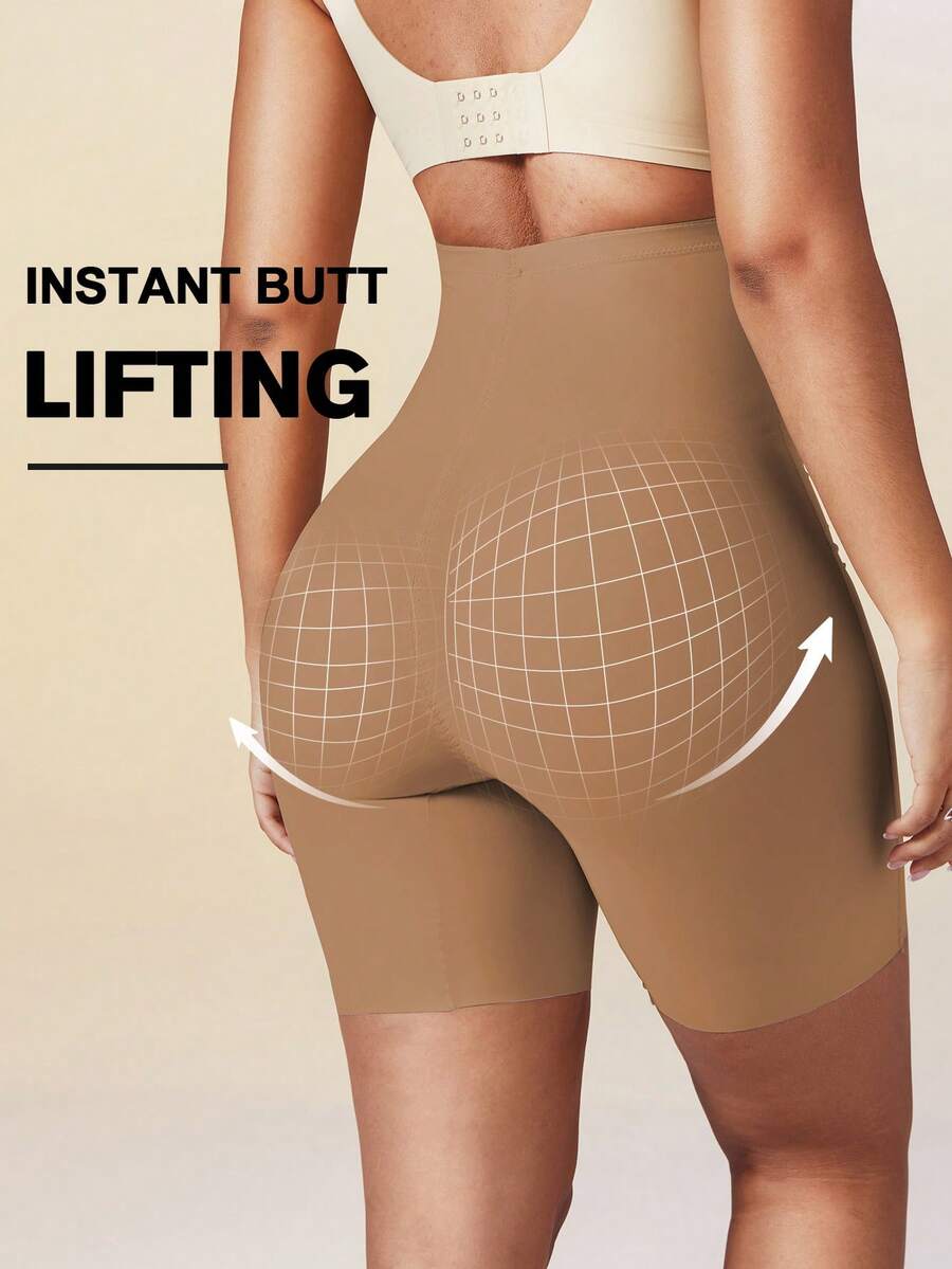 Women's high waist seamless shapewear shorts featuring strong tummy control and high stretch compression.