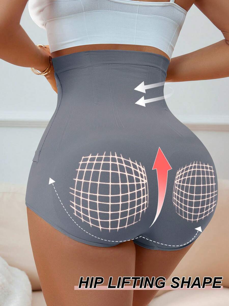 Apricot seamless high waist shaping panties featuring strong tummy control and waist cinching fit for women.