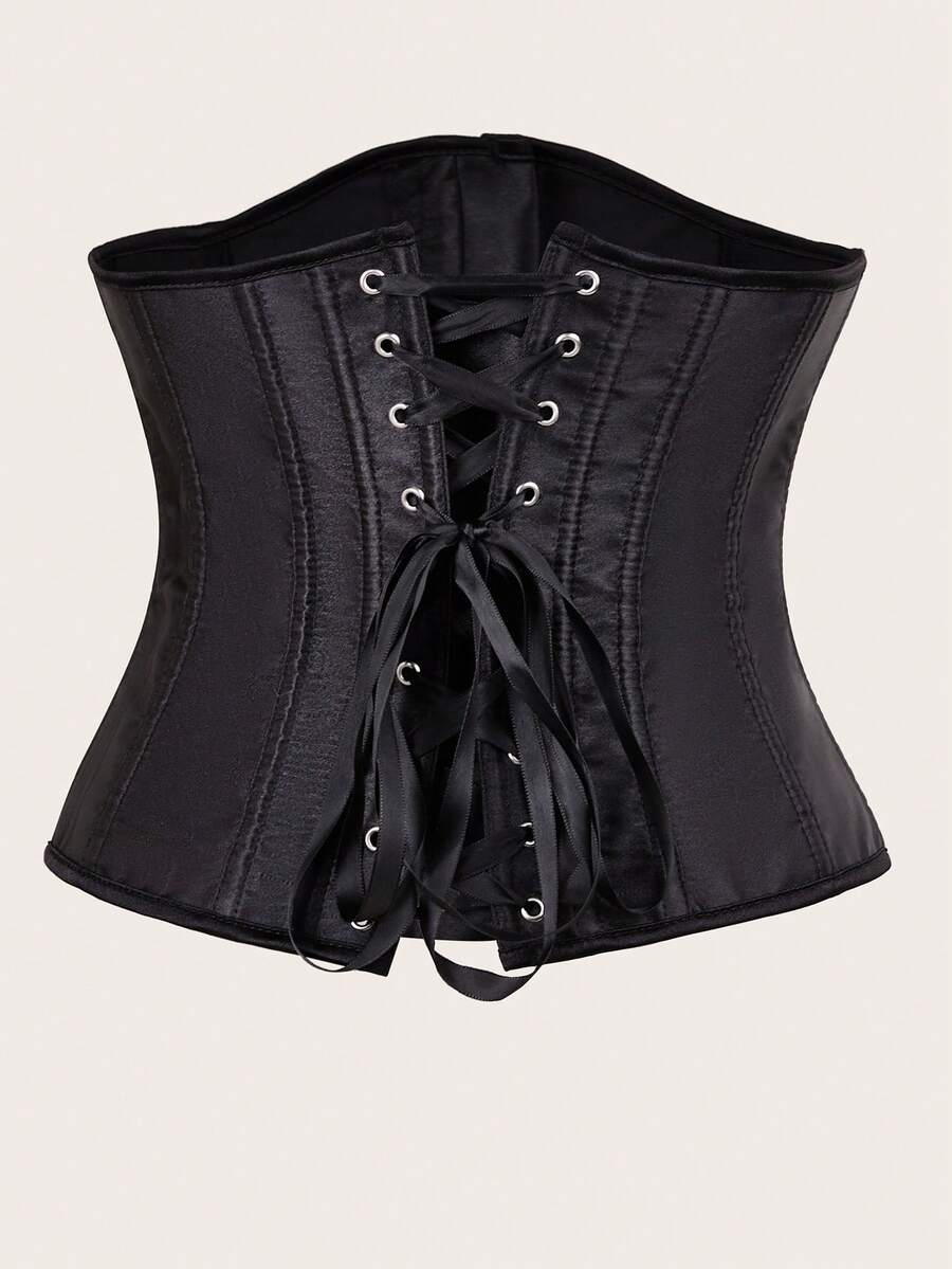 Women’s lace-up waist cincher shapewear with strong compression and non-stretch fabric, designed for waist support and shaping.