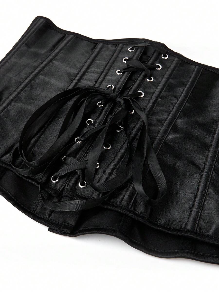 Women’s lace-up waist cincher shapewear with strong compression and non-stretch fabric, designed for waist support and shaping.