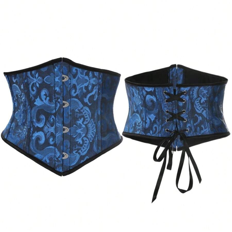 Women’s vintage waist cincher corset belt with lace-up and grommet eyelet details, bow buckle, slight stretch fabric, designed for tummy control and slimming.