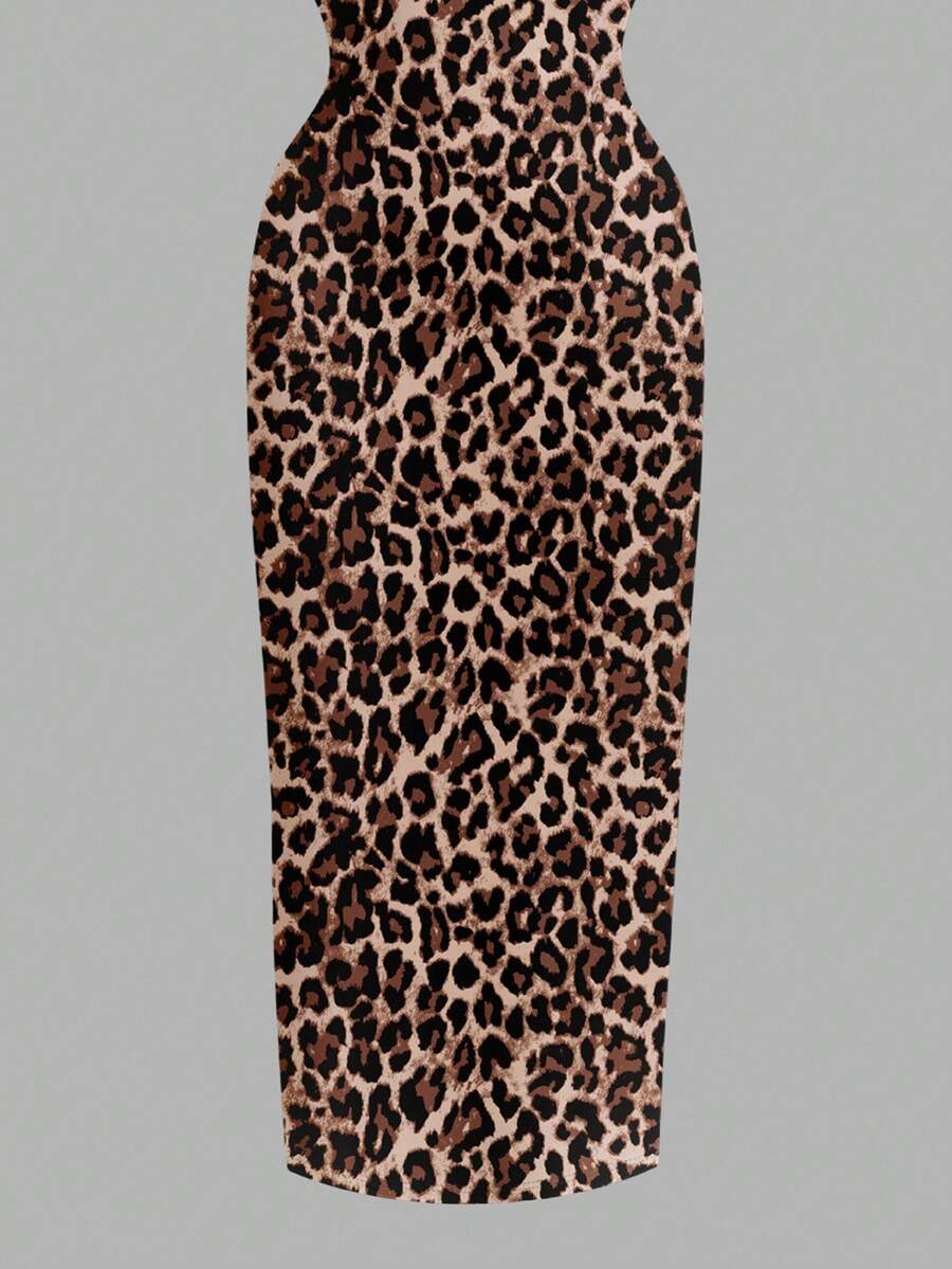 Women's minimalist floral daisy print bodycon cami dress with spaghetti straps, backless cut, high waist, and split thigh slit.