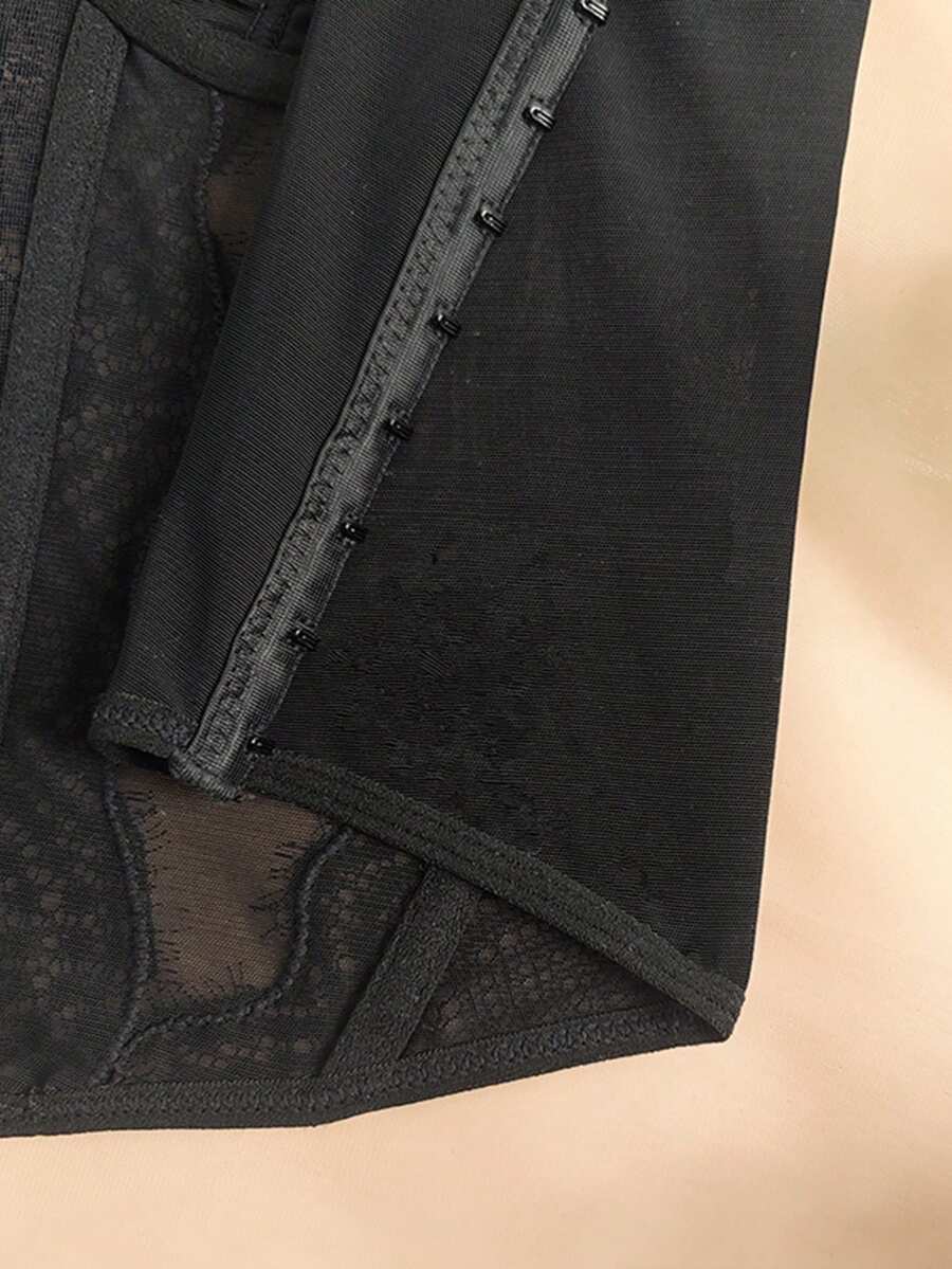 Women's brown lace trim cami corset crop top featuring a low cut neck, unlined body, and slim fit bodycon silhouette.