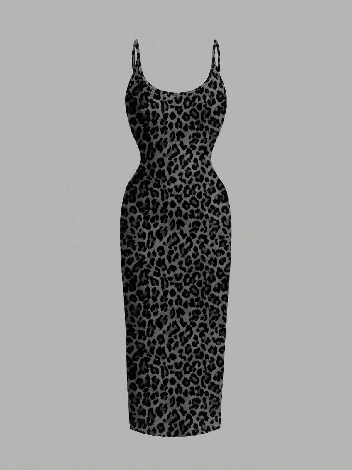 Women's minimalist floral daisy print bodycon cami dress with spaghetti straps, backless cut, high waist, and split thigh slit.