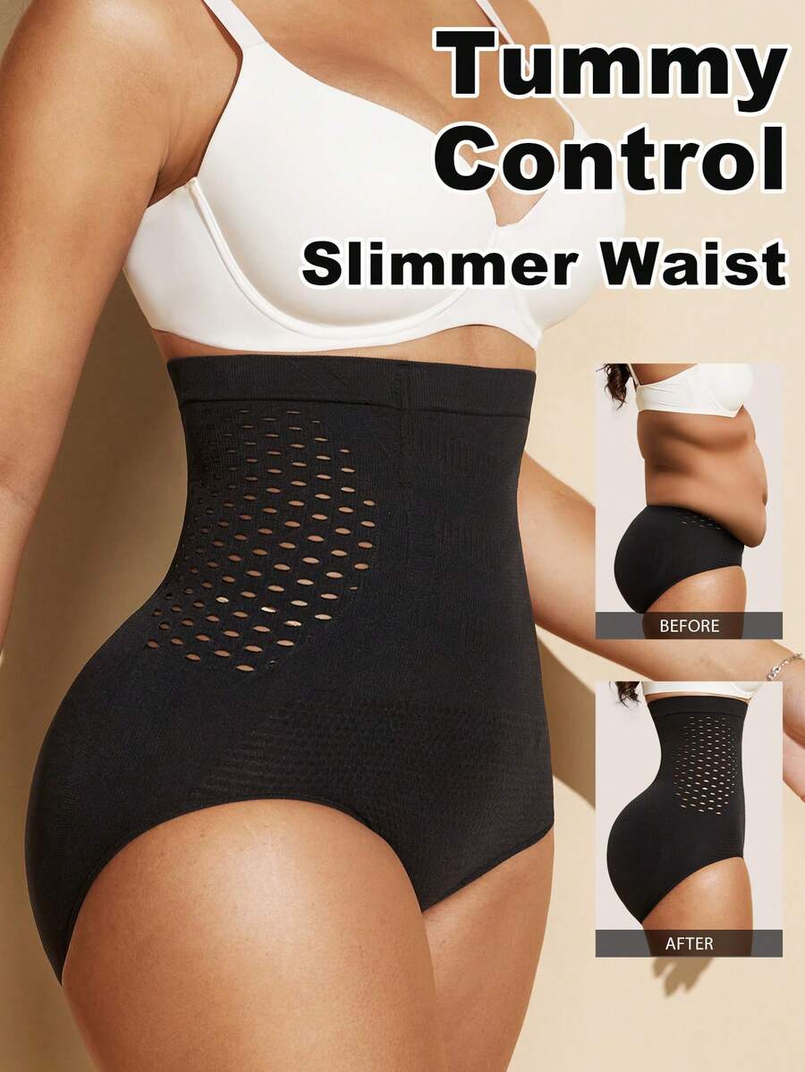 Black women's high waist seamless shaping jumpsuit featuring tummy control and short body shaper design.