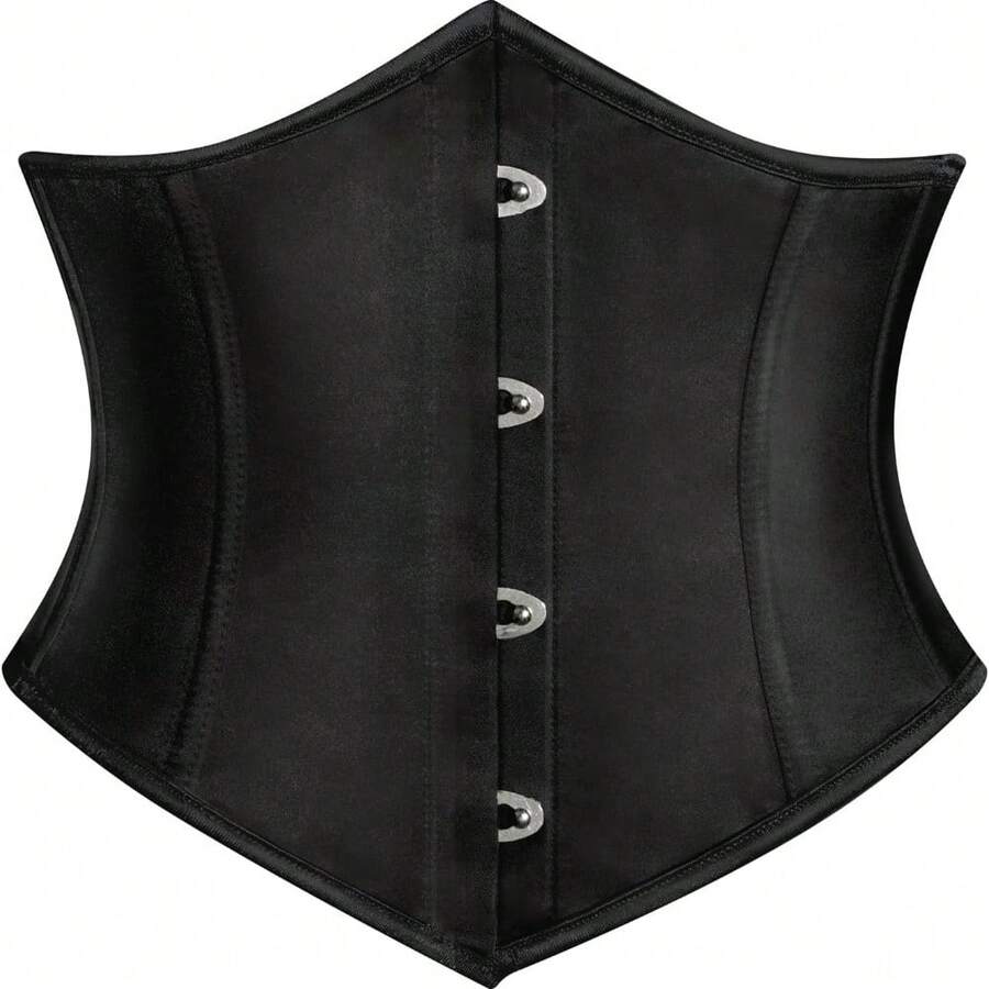 Women’s vintage waist cincher corset belt with lace-up and grommet eyelet details, bow buckle, slight stretch fabric, designed for tummy control and slimming.