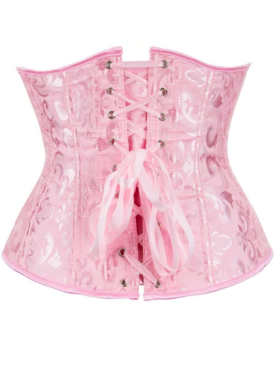 Vintage women’s waist cincher corset belt with lace-up and grommet eyelet details, slight stretch, and bow buckle for styling or costume wear.