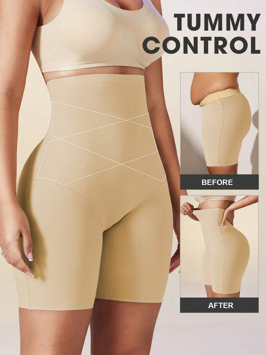 Women's high waist seamless shapewear shorts featuring strong tummy control and high stretch compression.