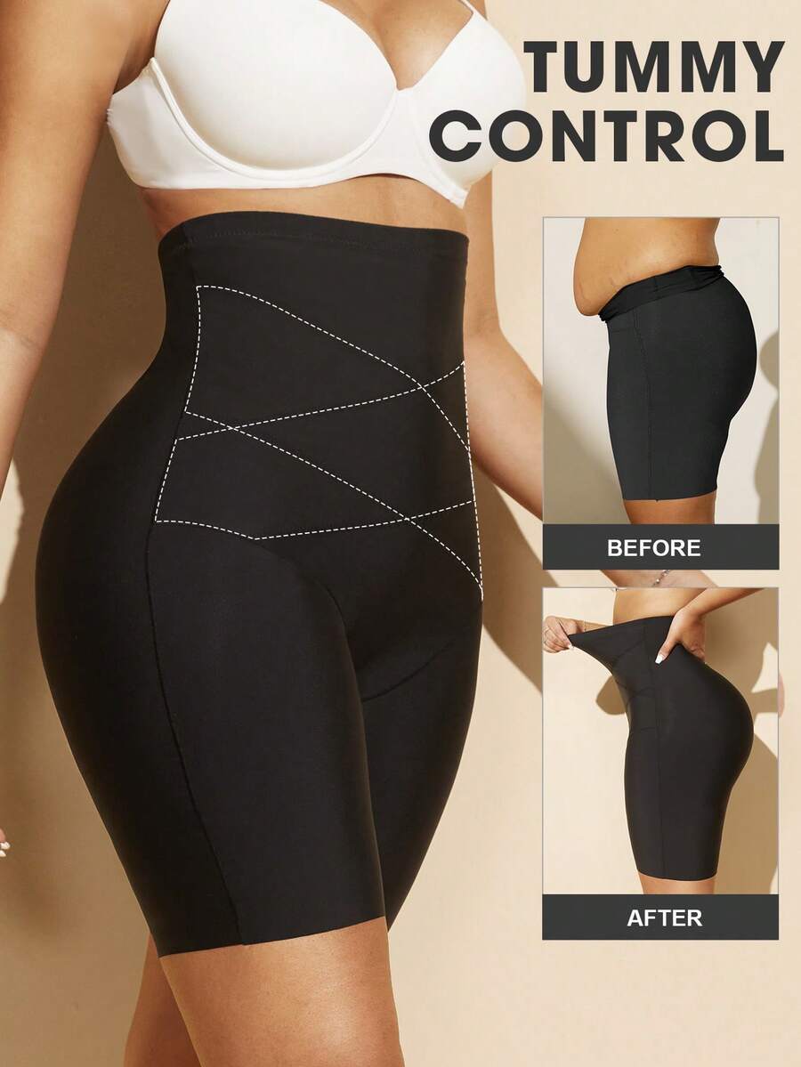 Women's high waist seamless shapewear shorts featuring strong tummy control and high stretch compression.
