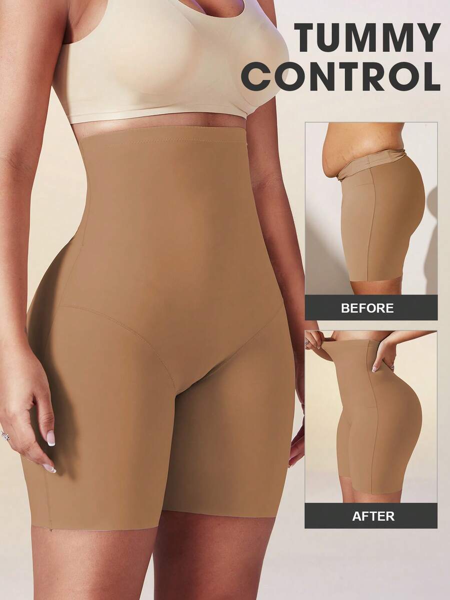 Women's high waist seamless shapewear shorts featuring strong tummy control and high stretch compression.