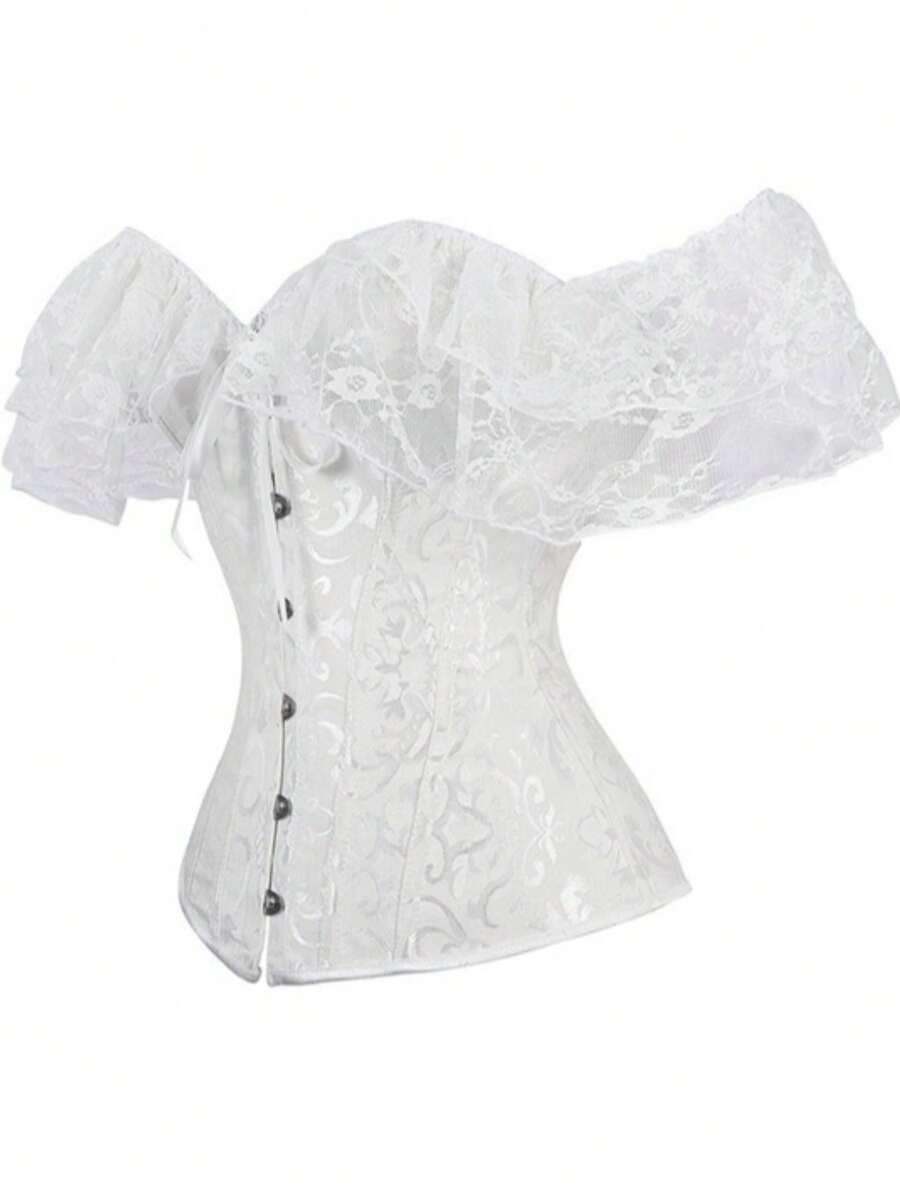 Vintage pink women's corset waist cincher with frill detail, designed for waist shaping and medium support.