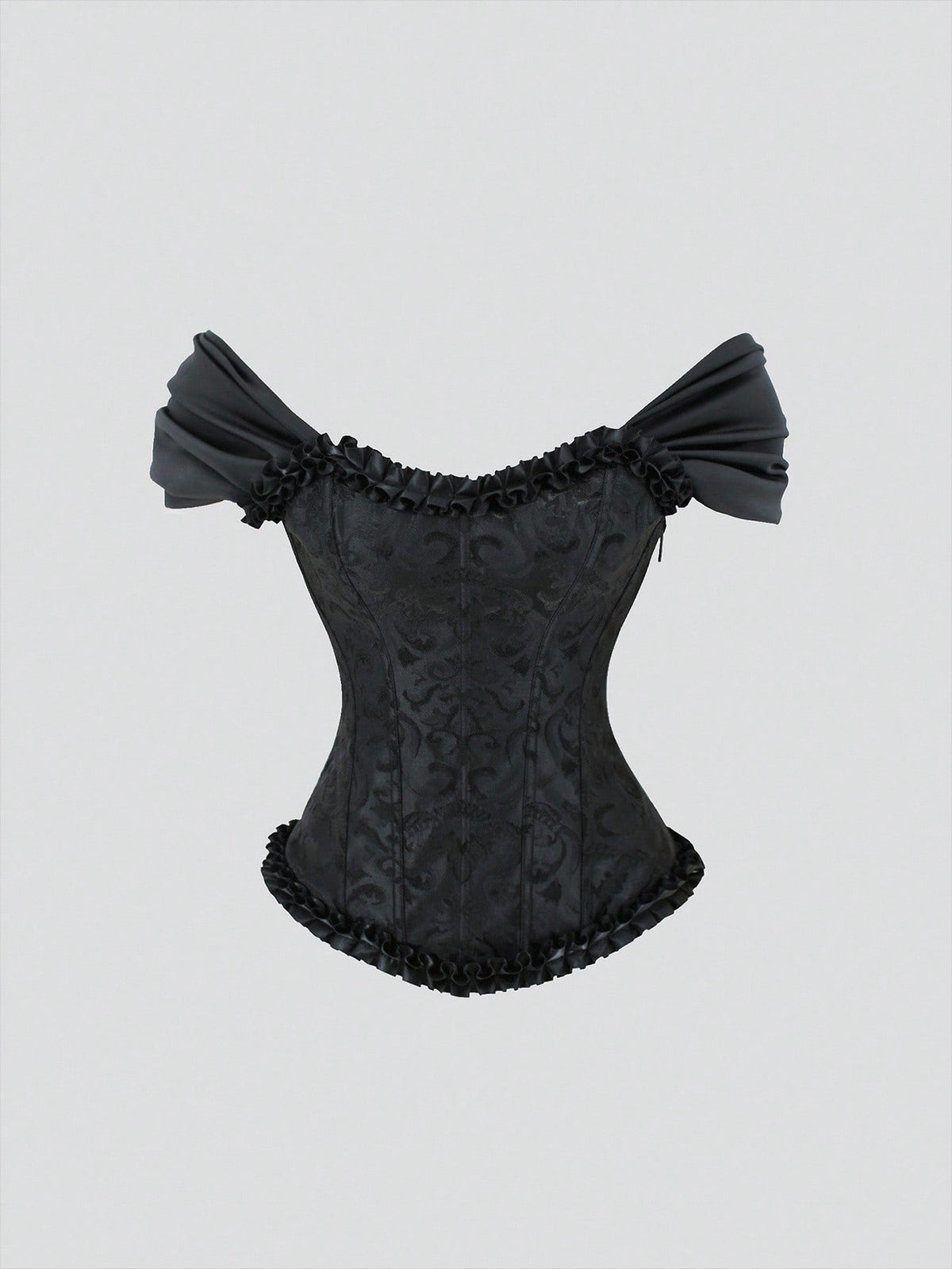 Women's apricot off-shoulder camisole top featuring asymmetrical frill trim and lace-up detail in a slim fit.