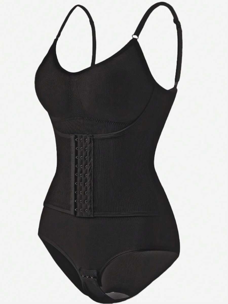 Black seamless shapewear shorts for women featuring high stretch tummy control fabric