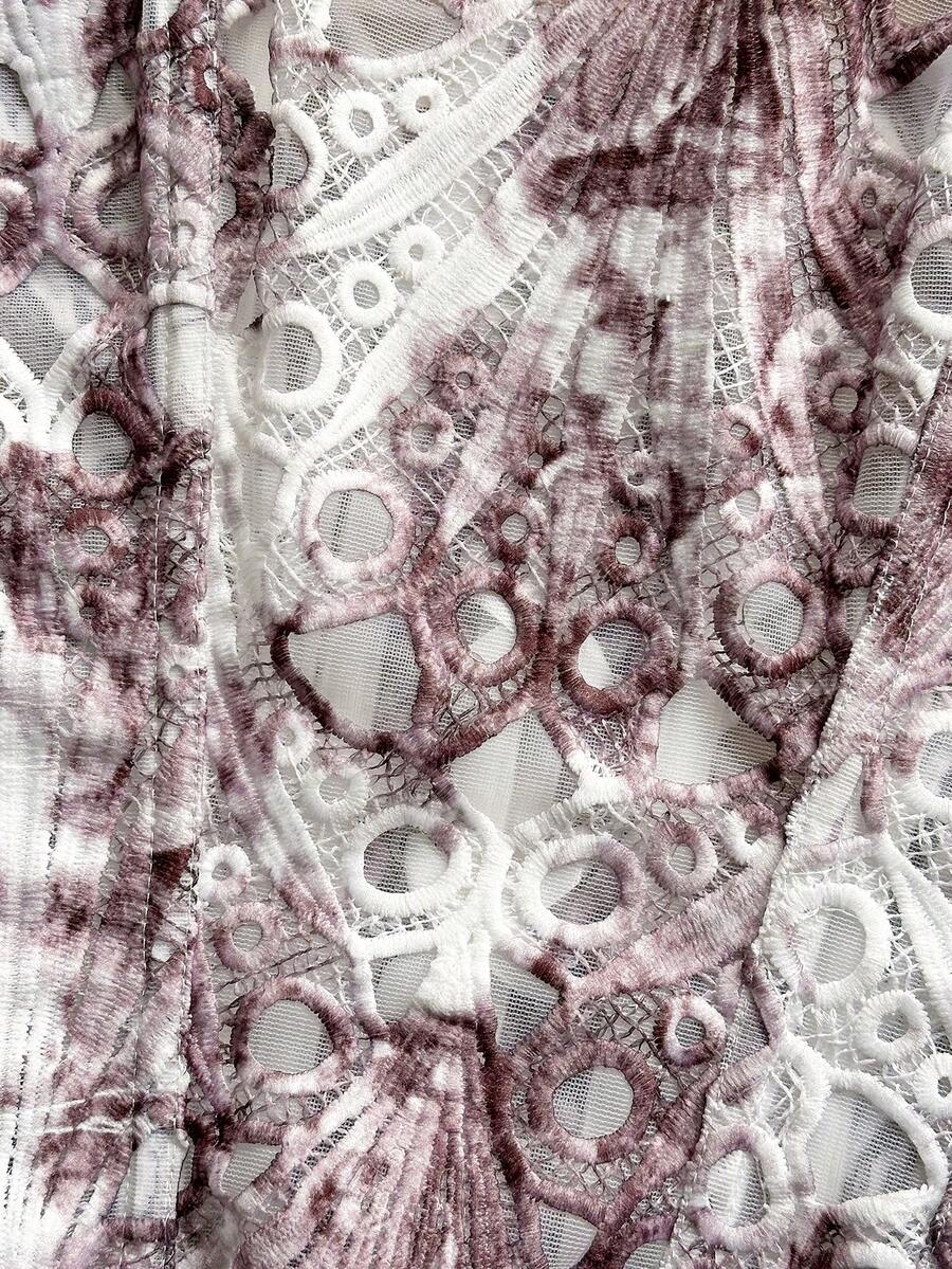 Strapless floral lace corset top with lace-up detail, asymmetrical hem, and slim fit for women.