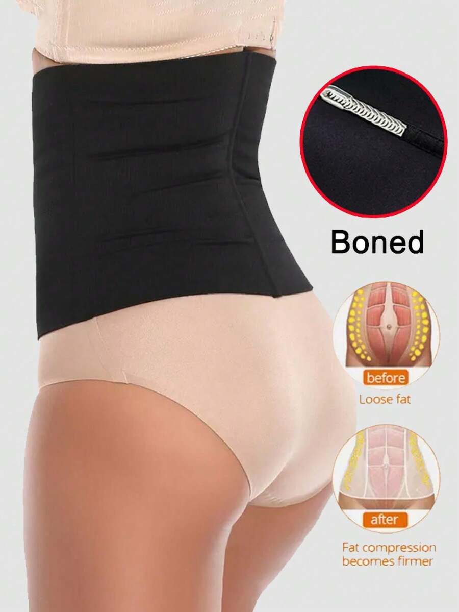 Black women's seamless waist cincher belt for waist support and daily wear.